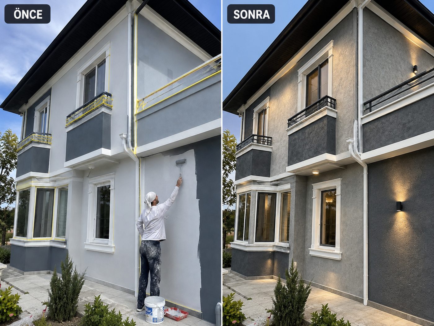 Ulukent dış cephe boya öncesi ve sonrası