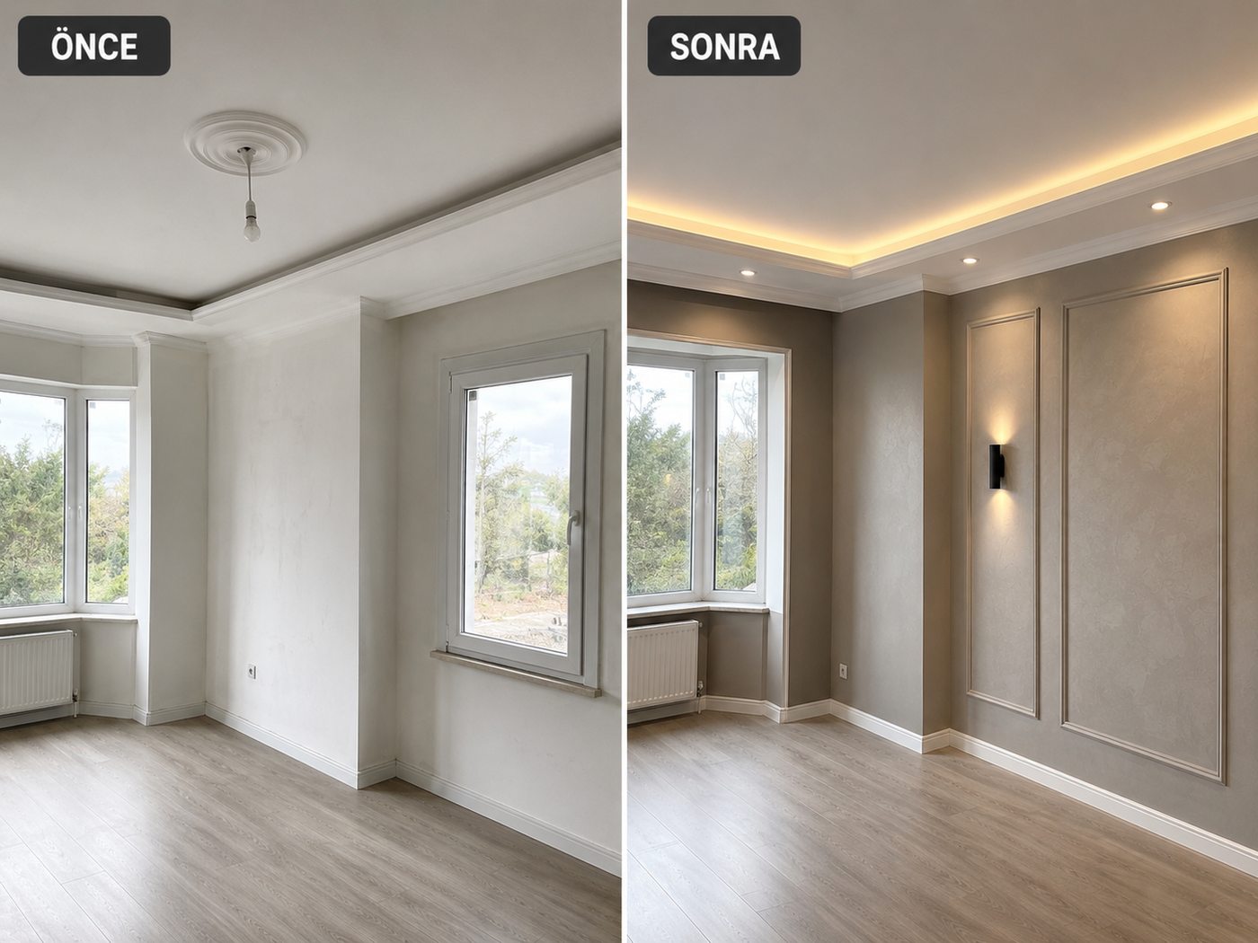 Ulukent iç cephe boya öncesi ve sonrası